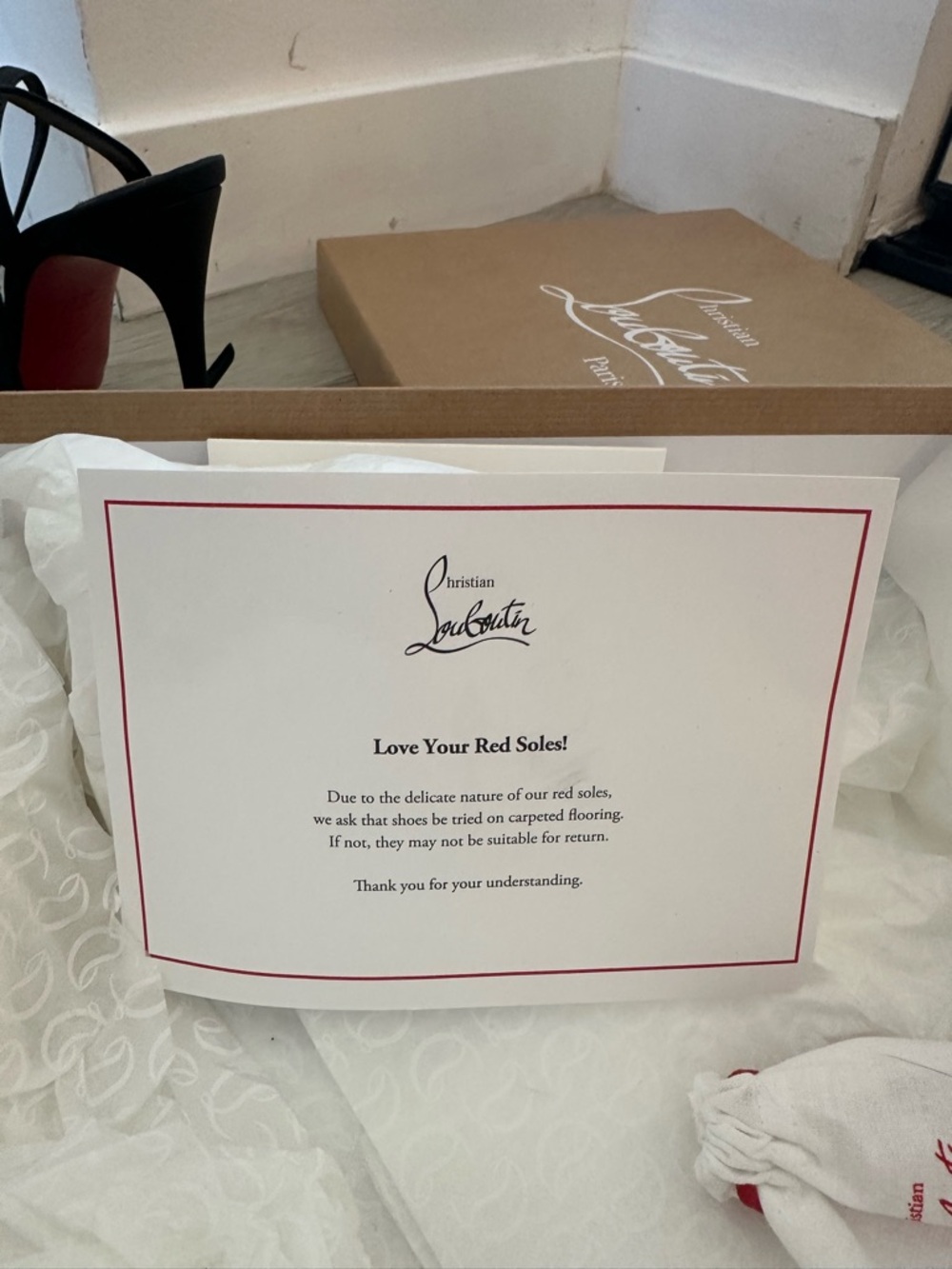 Christian Louboutin Black Leather Red Sole High Heel Sandals - Picture 4 of 6
